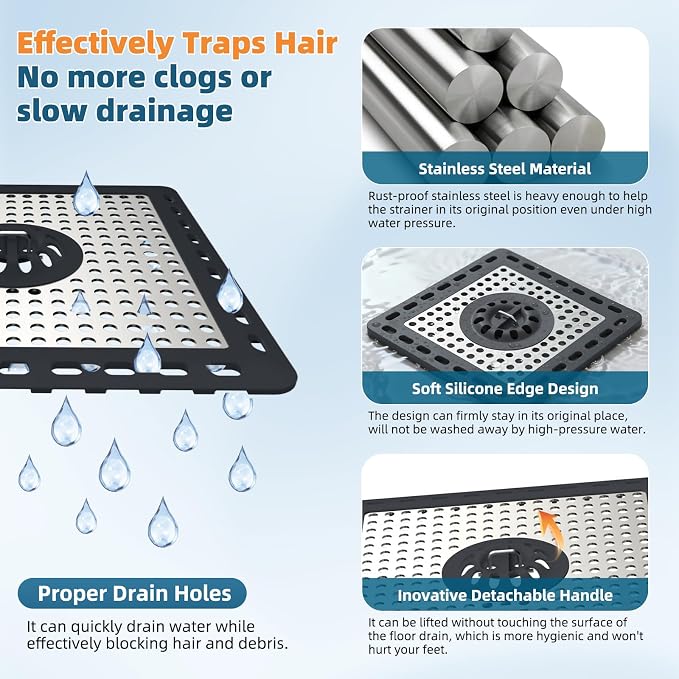 Hibbent 2 Pack Shower Drain Hair Catcher, Shower Drain Cover - Image 2