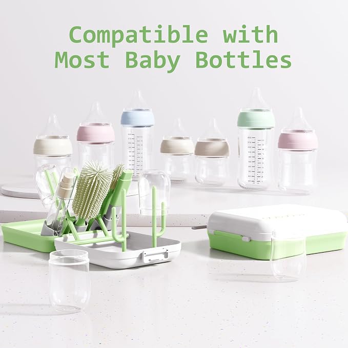 Baby Bottle Brush Set with Drying Rack, Portable Silicone Bottle Cleaner Kit - Image 4