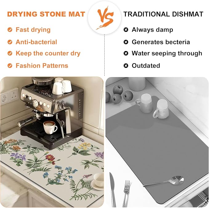 LOKHOM Dish Drying Mat for Kitchen Counter, Dish Drainer Rack Mats for Kitchen - Image 5
