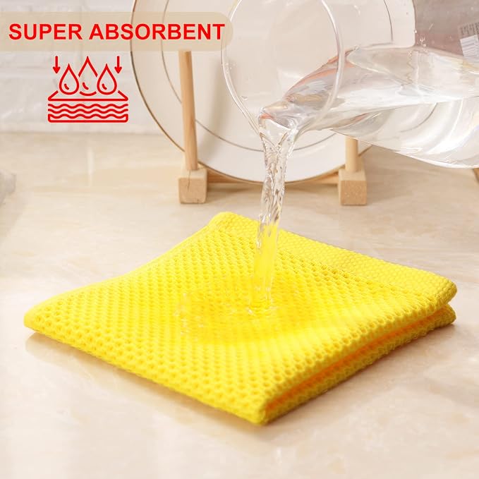 Kitinjoy 100% Cotton Kitchen Dish Cloths, 6 Pack Waffle Weave Ultra Soft - Image 3
