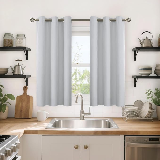 YoungsTex Short Linen 100% Blackout Curtains 45 Inch Length - Image 4
