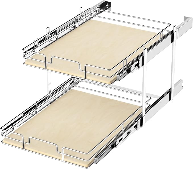 ROOMTEC 2 Tier Individual Pull Out Cabinet Organizer 19½"W x 21½"D, Slide Out by ROOMTEC