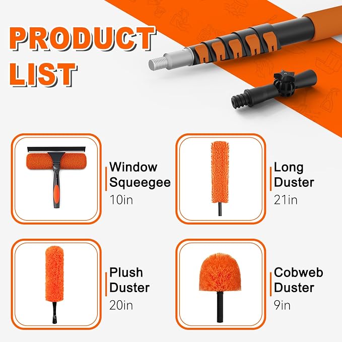 30FT Reach High Ceiling Duster Kit, Window Cleaning kit - Image 2