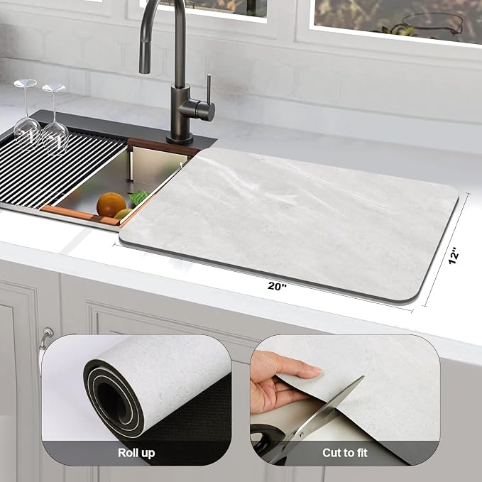 Findosom Dish Drying Mat, Cuttable Drying Mat - Image 3