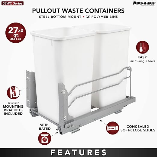 Rev-A-Shelf Double Pullout Trash Can - Image 3
