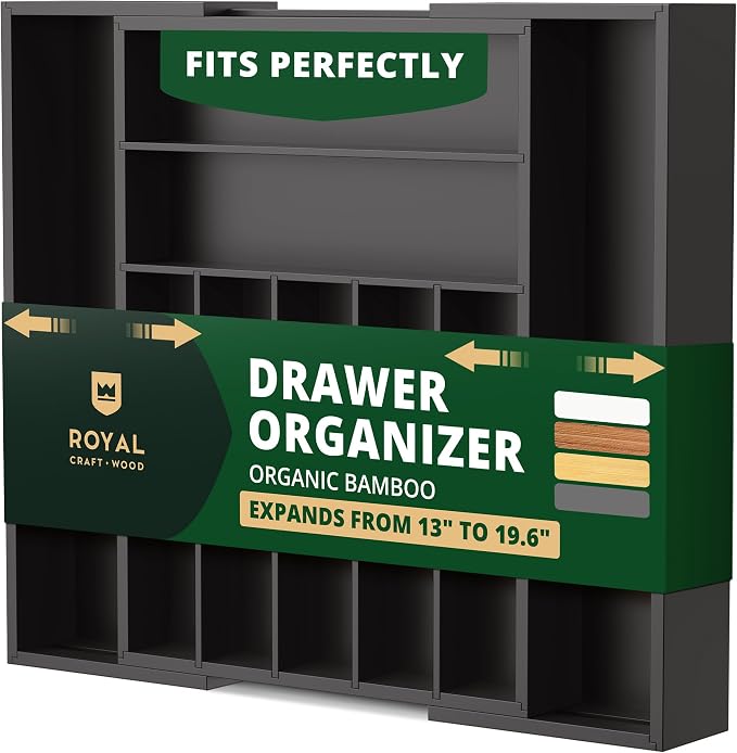 ROYAL CRAFT WOOD Luxury Bamboo Kitchen Drawer Organizer by RoyalCraftWood
