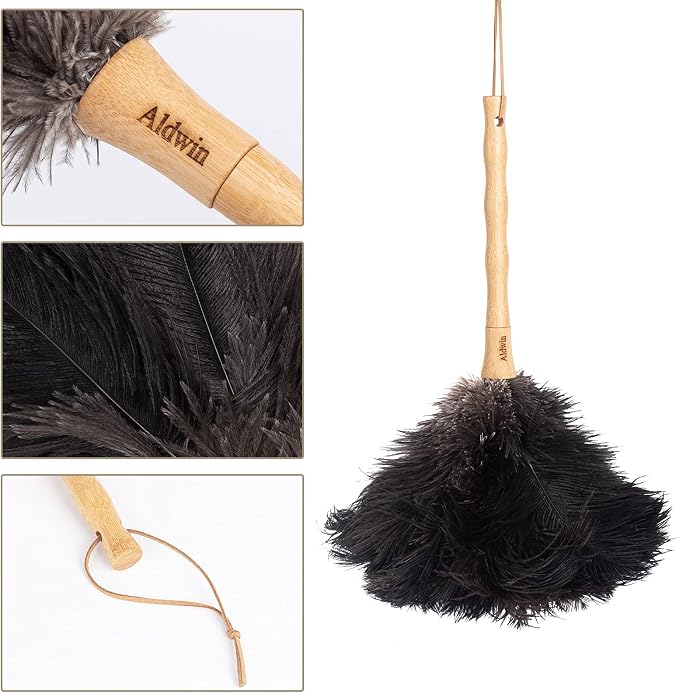 Aldwin Ostrich Feather Duster, 16 inch Black Genuine Ostrich Feathers - Image 4