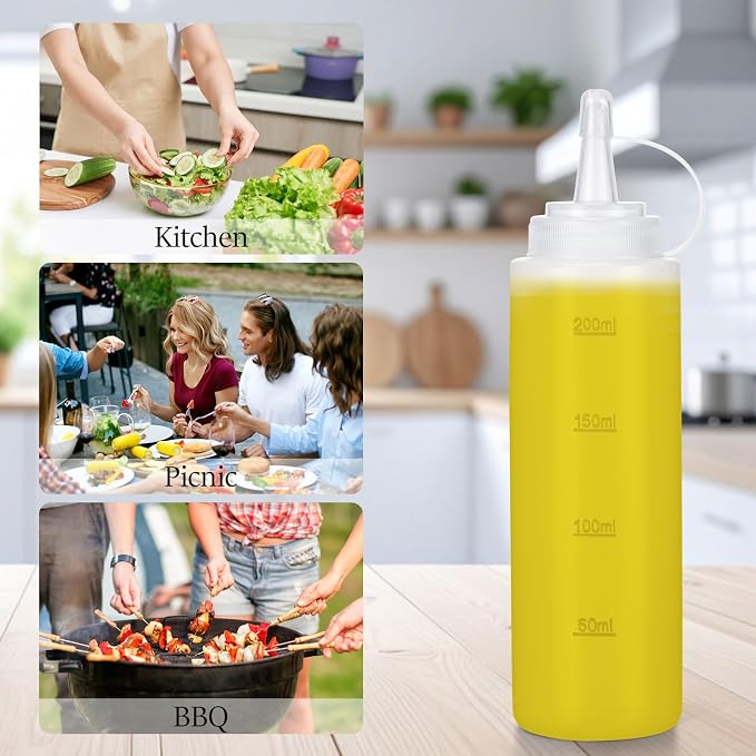 Condiment Squeeze Bottles Ketchup Dispenser, 4 Pack 8oz Squeeze Bottles - Image 6