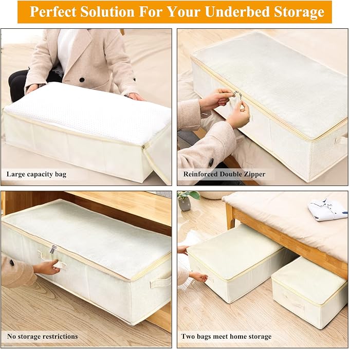 Under Bed Storage, 2 Pack Clothing Storage Bags W/Upgraded Handles, Large - Image 9