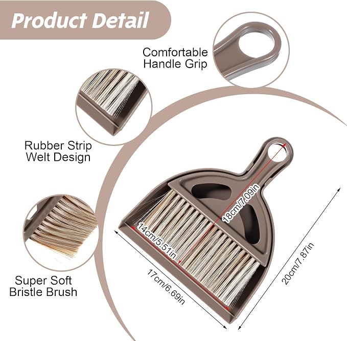 Ouligay Small Broom and Dustpan Set Mini Dustpan and Brush Set Handheld Mini - Image 2