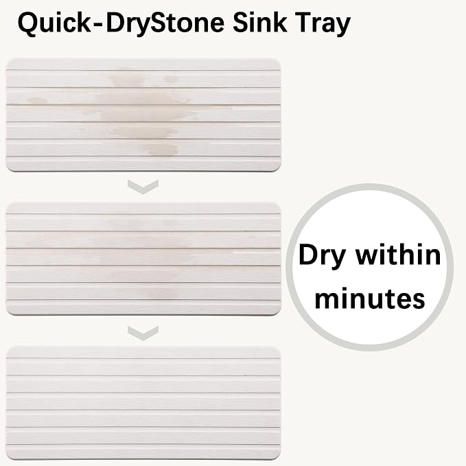 2 PCS Water Absorbent diatomite Coasters, 9.5" x 4" Water Absorbing Stone Tray - Image 5