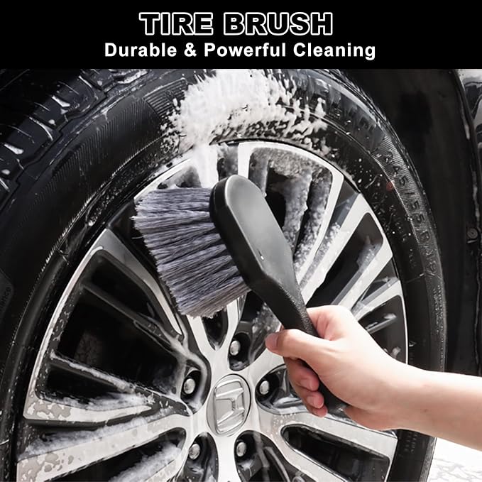 9Pcs Car Wheel & Tire Brush Kit, Wheel Cleaner Brush, Soft-bristled Rim Brush - Image 4