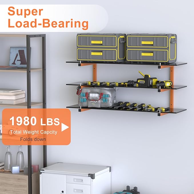 6 PACK Lumber Rack Wall-Mounted Lumber Storage Rack, Heavy Duty Wood Storage - Image 4