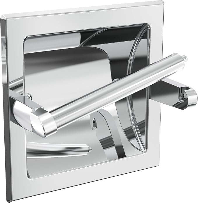 Polished Chrome Recessed Toilet Paper Holder, Bathroom Wall Mount Recessed by WZKALY