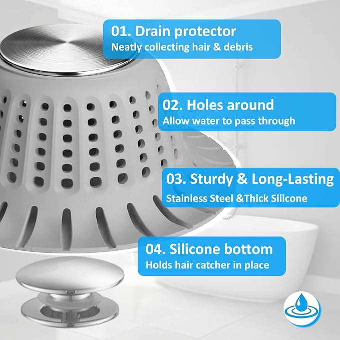 Hair Catcher Shower Drain, Bathtub Drain Hair Catcher, Covering Bathroom Sink - Image 4