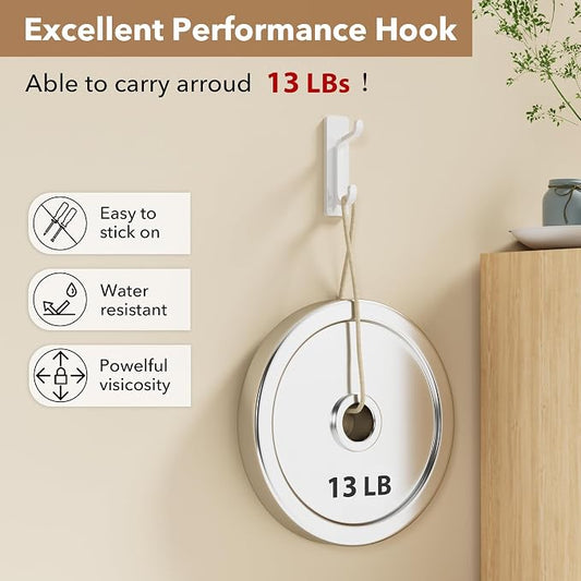 Wall Hooks for Coat and Towel: 13LB Adhesive Door Hanger Stick on - Image 2