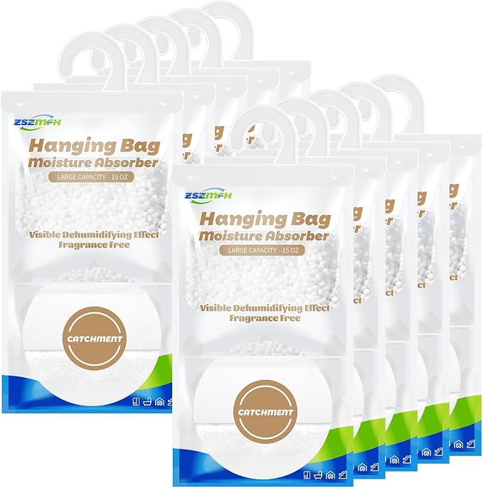 ZSZMFH 10 Pack Moisture Absorber Hanging Bags, Fragrance Free Humidity Packs by ZSZMFH