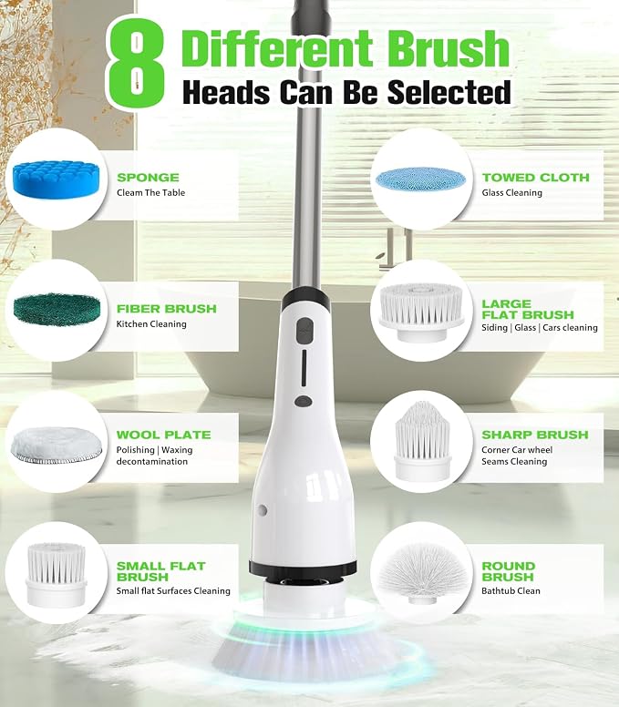 Electric Spin Scrubber for Cleaning, Cordless Waterproof Bathroom Shower Brushes - Image 5