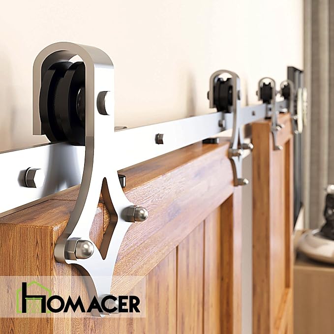 Homacer Brushed Nickel Non-Bypass Sliding Barn Door Hardware Kit, - Image 6