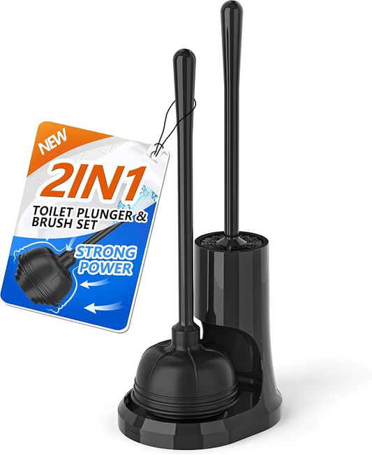 uptronic Toilet Plunger and Brush, Bowl Brush and Heavy Duty Toilet Plunger Set by UPTRONIC