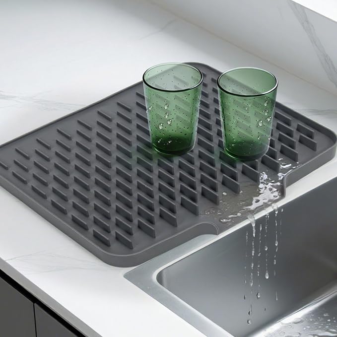 LONGKING Grey Non-Slip Dish Drying Mat by LONGKING
