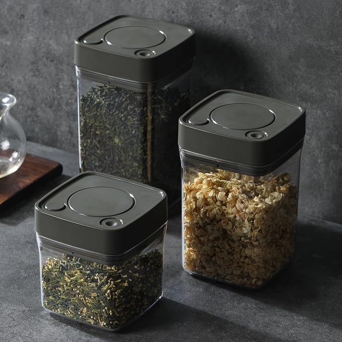 Manual Vacuum Jar With One-Button Vacuum Pump, Airtight Food Cereal Containers - Image 2