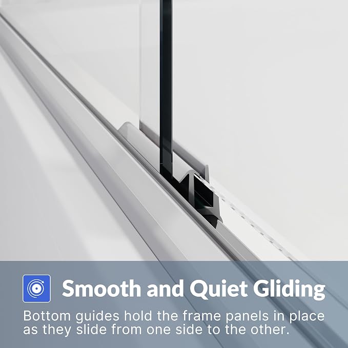 SUNNY SHOWER Bathtub Shower Door 60" W x 62" H Semi-Frameless Double Sliding - Image 5
