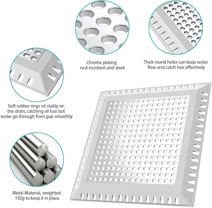 Shower Drain Hair Catcher/Drain Strainer, 2 Pack Shower Drain Cover - Image 5
