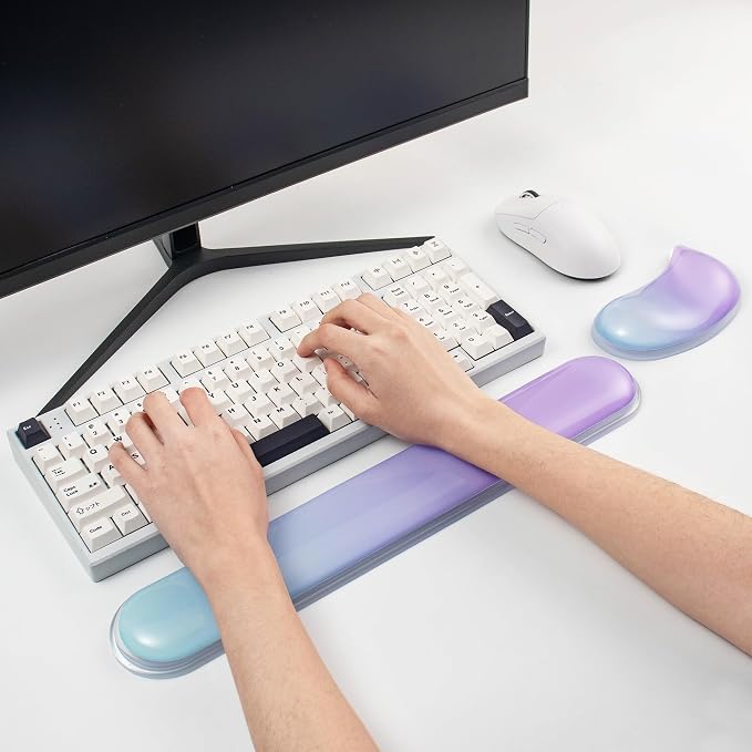 Gel Keyboard and Mouse Wrist Rest Set –Blue Purple Clear Wrist Rest - Image 3