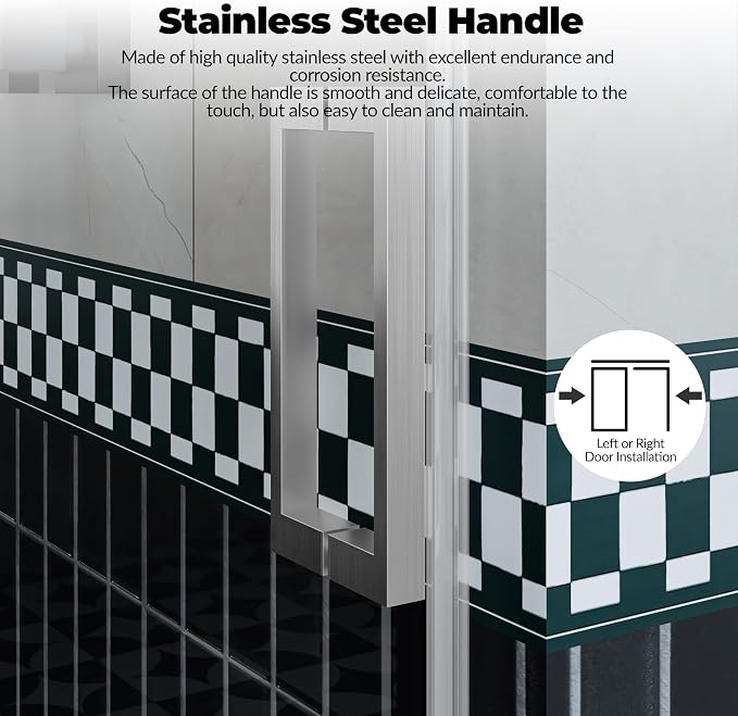 Frameless Sliding Shower Door, 6mm SGCC Tempered Clear Glass - Image 7