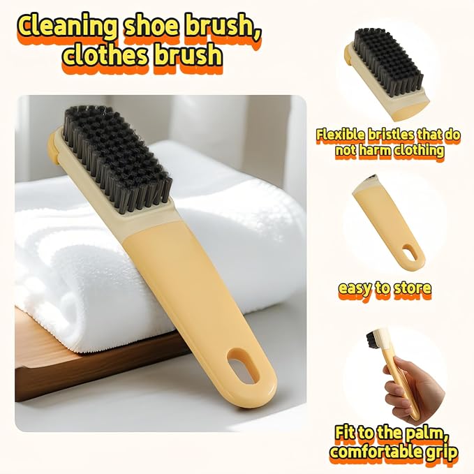 Ergonomic Clothes Soft Bristle Laundry Brush, Milk Yellow, ABS+PBT Material - Image 2