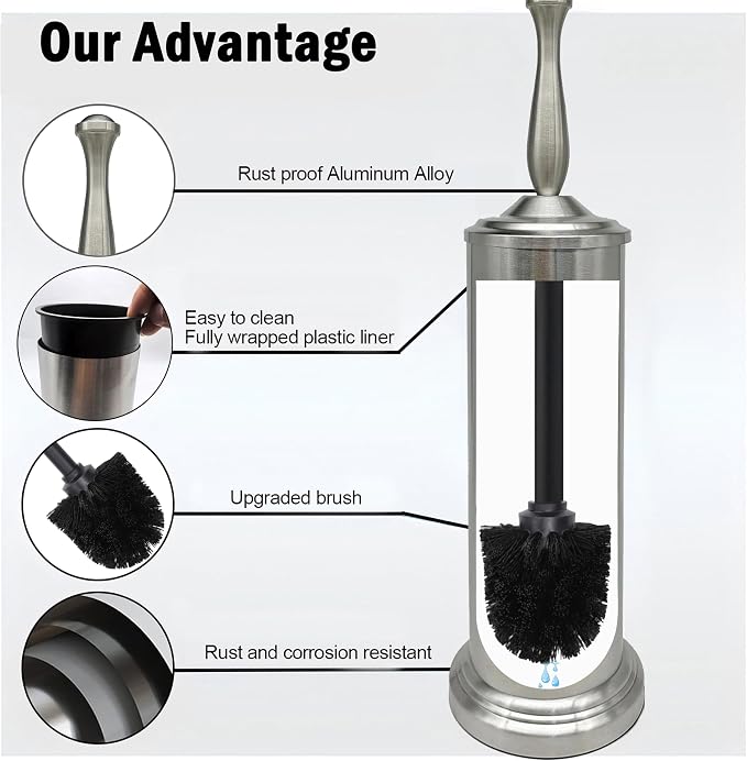 Brushed Nickel Toilet Bowl Brush - Image 6
