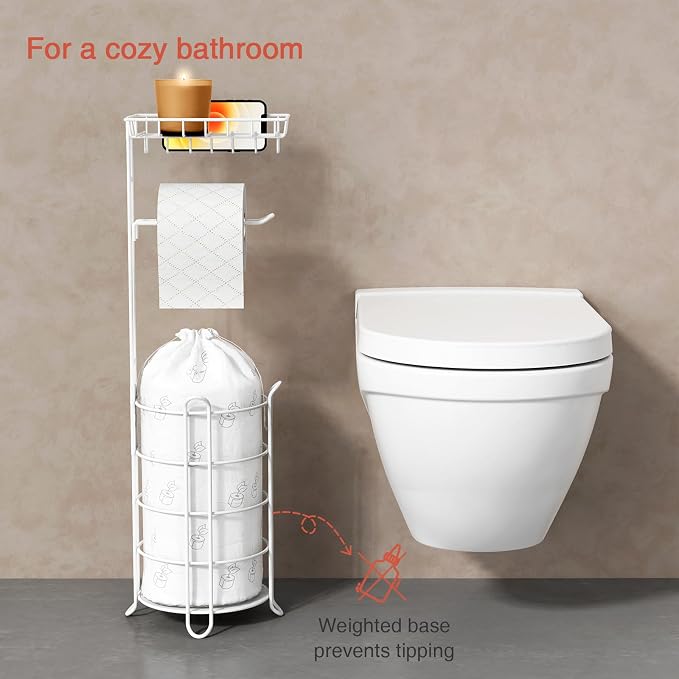 White Toilet Paper Holder Stand - Image 4