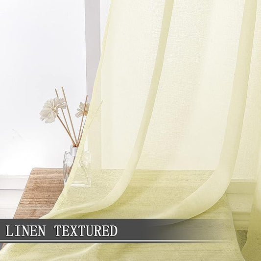 Tollpiz Short Sheer Curtains Linen Textured Living Room Curtain Sheers Light - Image 2