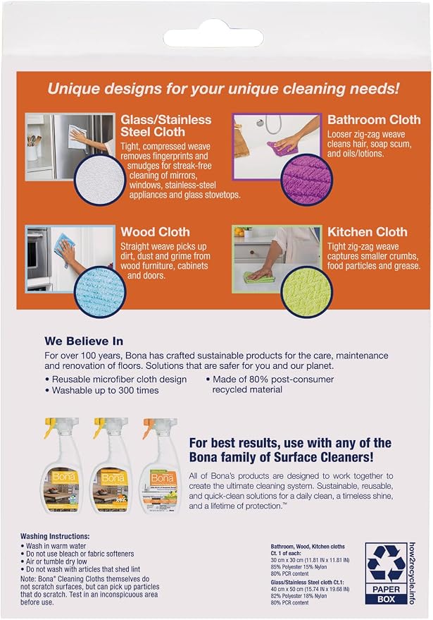 Bona® Microfiber Cleaning Cloths Multipack - Image 2