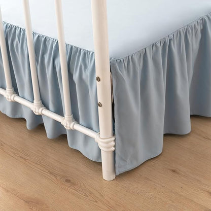 Bed Skirt King Size Ruffled Bed Skirt with Split Corners, 14 Inch Drop Dust Ruffle Bed Skirts with Platform, Gathered Style, 100% Microfiber, Grayish Blue