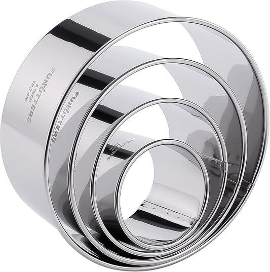 Cookie Cutter Set, Measuring 2'', Round Metal Baking Rings by FUNUTTERS
