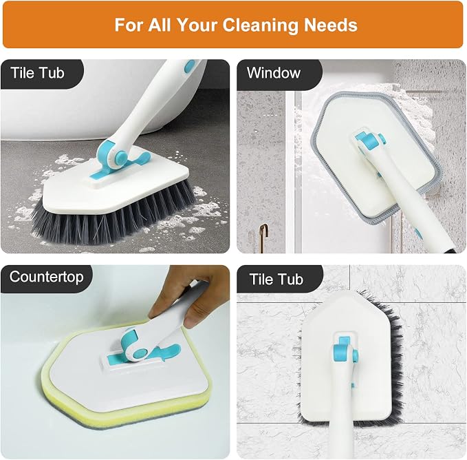 Long Handled Scrub Brush for Shower, 3-in-1 Cleaning Brushes - Image 6