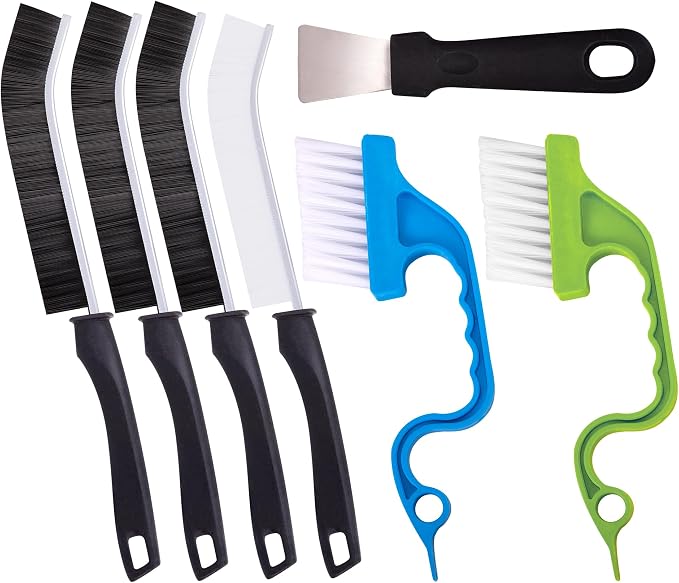 Ginsco 7 Pcs Hard Bristle Crevice Cleaning Brush Kit by Ginsco
