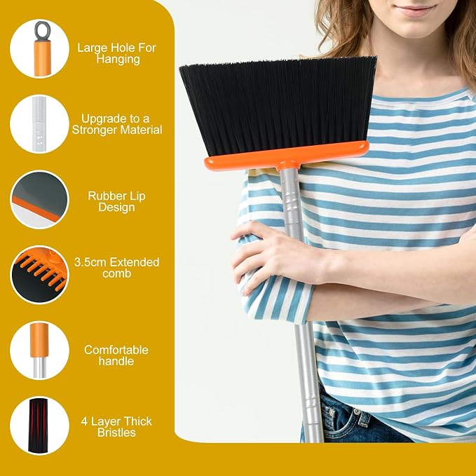 Broom and Dustpan Set with 54 Inch Long Handle - Image 3