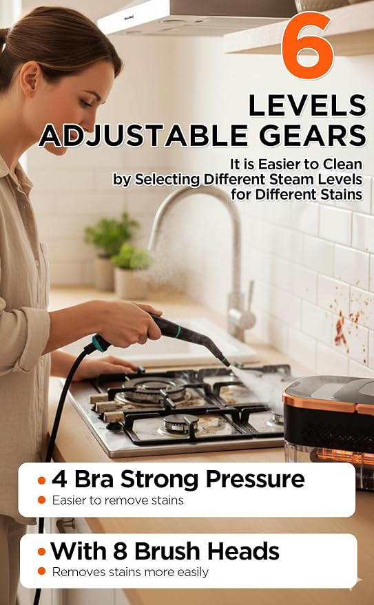 Steam Cleaner, 4 Bar High Pressure Steamer, 15s Fast Heat-Up, 6 Level - Image 4