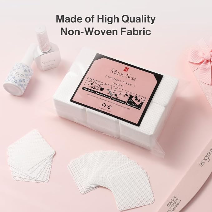 MelodySusie 600Pcs Lint Free Nail White Wipes Super Absorbent Soft Non-Woven - Image 4