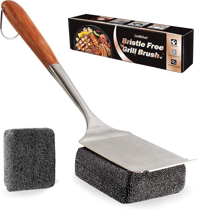 GrillChef Bristle Free Grill Brush, BBQ Steam Cleaning Brush by GrillChef