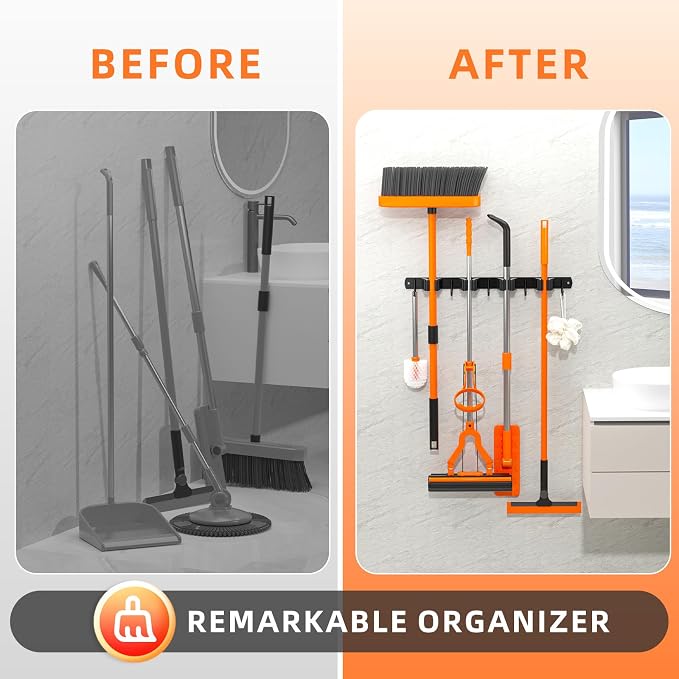 Broom Holder Wall Mount, Improved Non-slip Mop and Broom Holder Wall Mount - Image 3