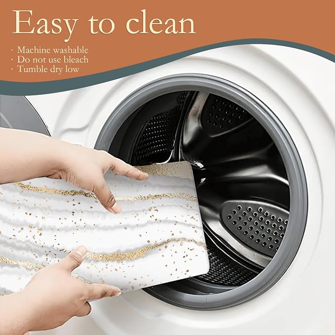 White Gold Marble Dish Drying Mats 18x24 Inch, Dish Pad Drying Rack Mat - Image 5