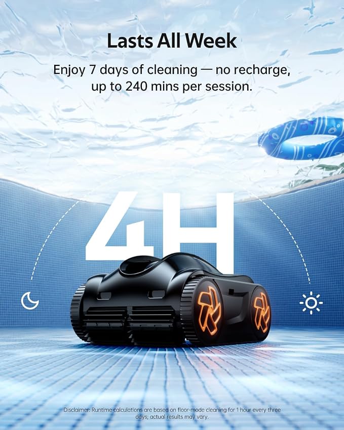 Pool Cleaner K40, 4H Runtime Cordless Robotic Pool Vacuum - Image 3