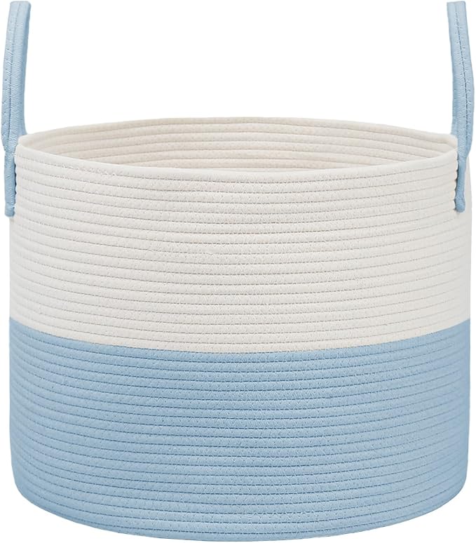 Woven Blanket Basket, 115L Large Rope Storage Bin by JMvicyroam