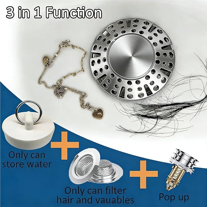 Bathtub Drain Stopper, Pop Up Tub Stopper Plug - Image 5