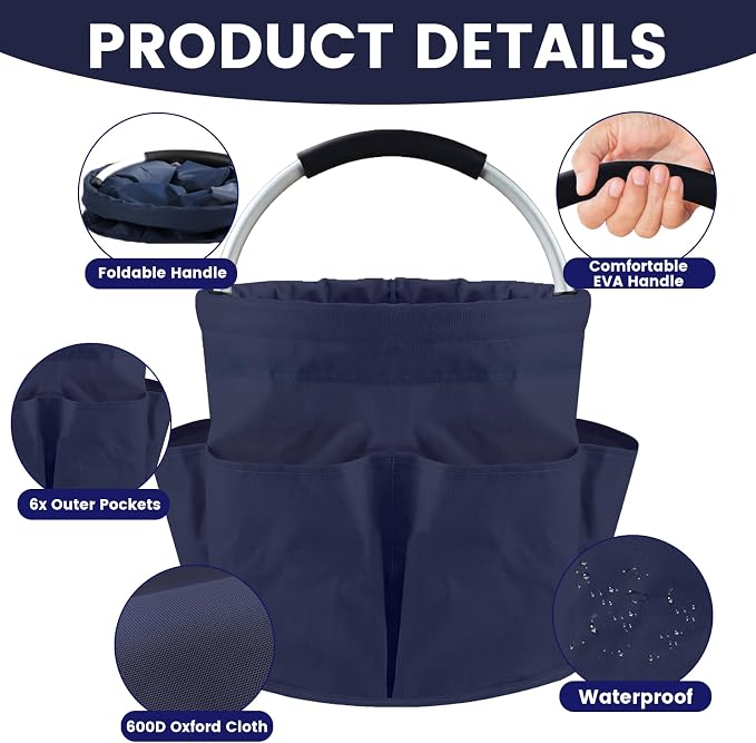 Cleaning Caddy with Handle and 6 Pockets, 17L Cleaning Supplies Organizer - Image 5