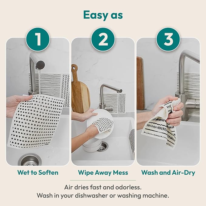 FEBU Swedish Dishcloths for Kitchen | 5 Pack Stamps Reusable Paper Towels - Image 7